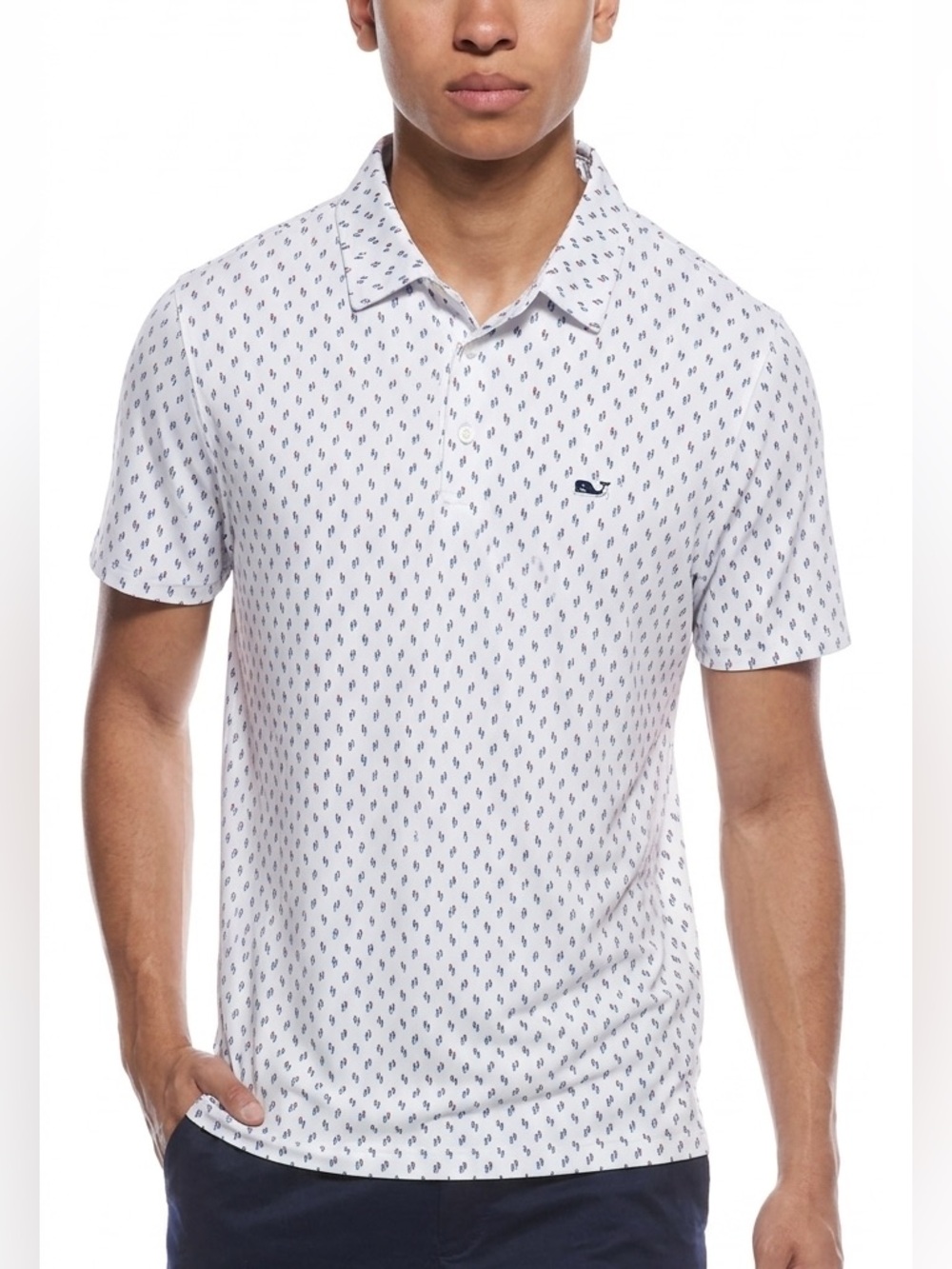 Vineyard Vines XL White Polo whale mini buoy Print nautical